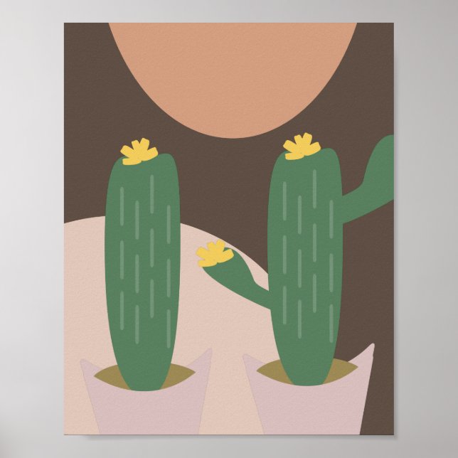 Affiche Tall Cactus Plante Posé Formes Bohémiennes Mur Art (Devant)