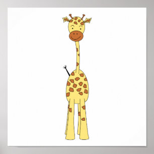 Affiche Tall Cute Giraffe. Un dessin animé animal.