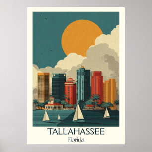 Affiche Tallahassee Florida Vintage City Sunset Travel Art