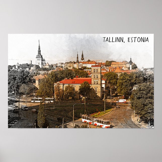 Affiche Tallinn Estonie City Panorama (Devant)