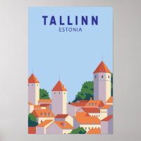 Tallinn Estonie Retro Travel Art Vintage