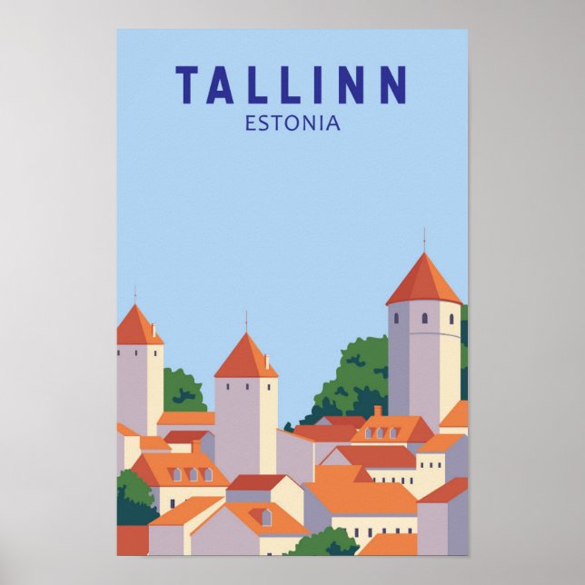 Affiche Tallinn Estonie Retro Travel Art Vintage (Devant)