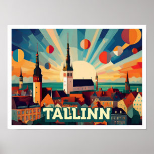 Affiche Tallinn Estonie Voyage artistique coloré