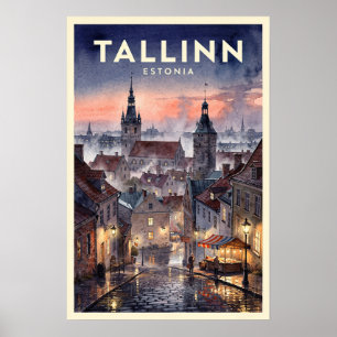 Affiche Tallinn Estonie Voyage Rétro