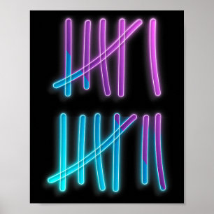 Affiche Tally Marks 67 Mème Coloré Compter 6 7 Brainrot
