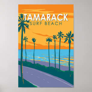 Affiche Tamarack Surf Beach California Travel Art Vintage