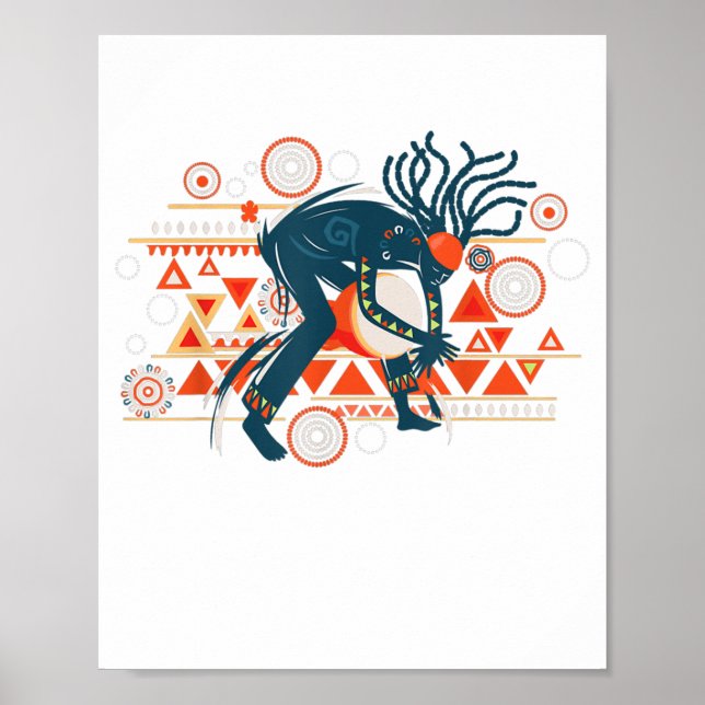 Affiche tambour djembe jouer musique batteur d'art africai (Devant)