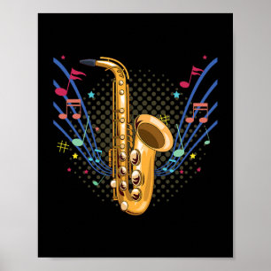 Affiche Tambours à instrument de musique saxophone Basse P