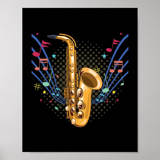 Affiche Tambours à instrument de musique saxophone Basse P (Devant)