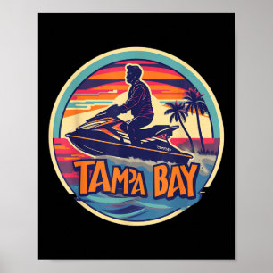 Affiche Tampa Bay Floride Jetski Bateau Eau Golfe Eaux