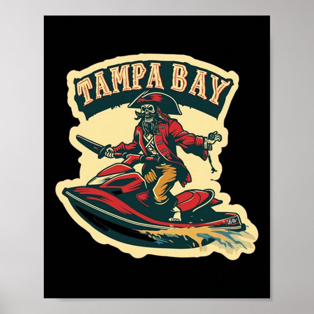Affiche Tampa Bay Pirate Florida Jetski Boating Funny Gasp (Devant)
