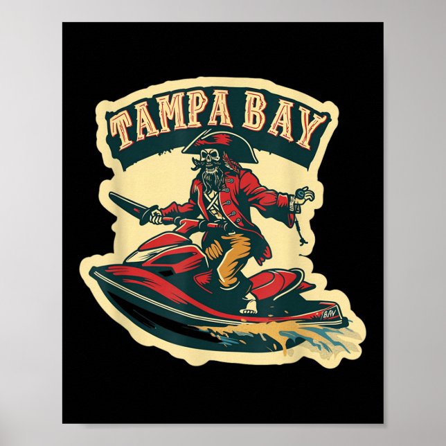 Affiche Tampa Bay Pirate Floride Jetski Navigation Drôle G (Devant)