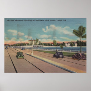 Affiche Tampa, FL - vue de Bd. de Bayshore, pont