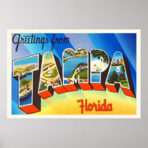Affiche Tampa Florida FL Vieux souvenir Vintage voyage