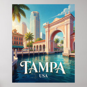 Affiche Tampa Floride Front de Mer Skyline Voyage