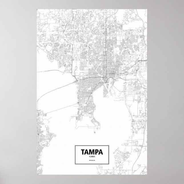 Affiche Tampa, Floride (noir sur blanc) (Devant)
