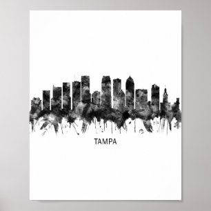 Affiche Tampa Floride Skyline BW