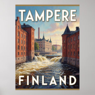 Affiche Tampere Finland Tammerkoski Rapides Scène de voyag