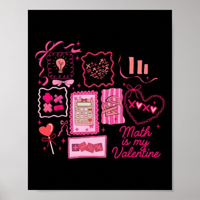 Affiche Tampon rose Math est mon Valentin Mathletics Algèb (Devant)