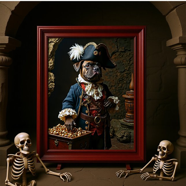 Affiche Tan Brown Français Bulldog Pirate Capitaine (Créateur téléchargé)