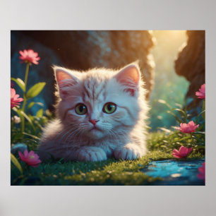 Affiche *~* Tan Kitty AP68 5:4 Jeune Chat Félin Tout Flou