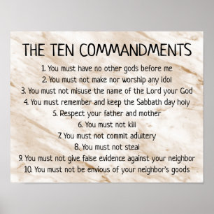 Affiche Tan Marbre Dix Commandements Bible Signe
