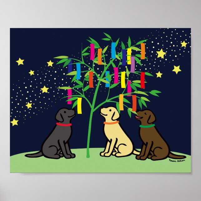 Affiche Tanabata Labrador Retriever Stars and Milky Way (Devant)