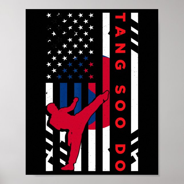 Affiche Tang Soo Do Martial Arts Karate Drapeau Américain  (Devant)