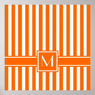 Affiche Tangerine Grille moderne avec Monogramme
