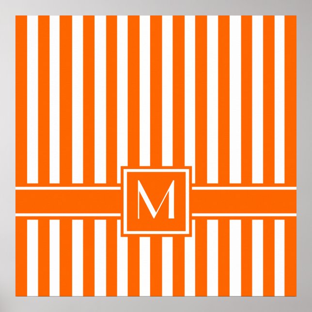 Affiche Tangerine Grille moderne avec Monogramme (Devant)