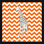 Affiche Tangerine Safari Chevron avec Pop Art Giraffe<br><div class="desc">Mod Chevron motif dans la palette de couleurs Safari Moods d'Emporio Moffa,  avec la girafe pop art sur un côté.</div>