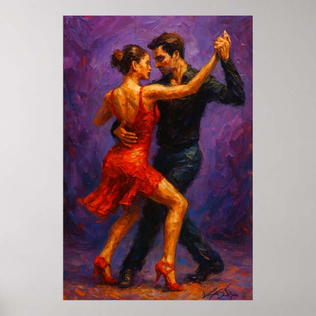 Affiche Tango Passion Robe Rouge Danse (Devant)