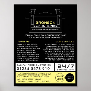 Affiche Tank Septique, Compagnie Septique, Ingénieur Septi