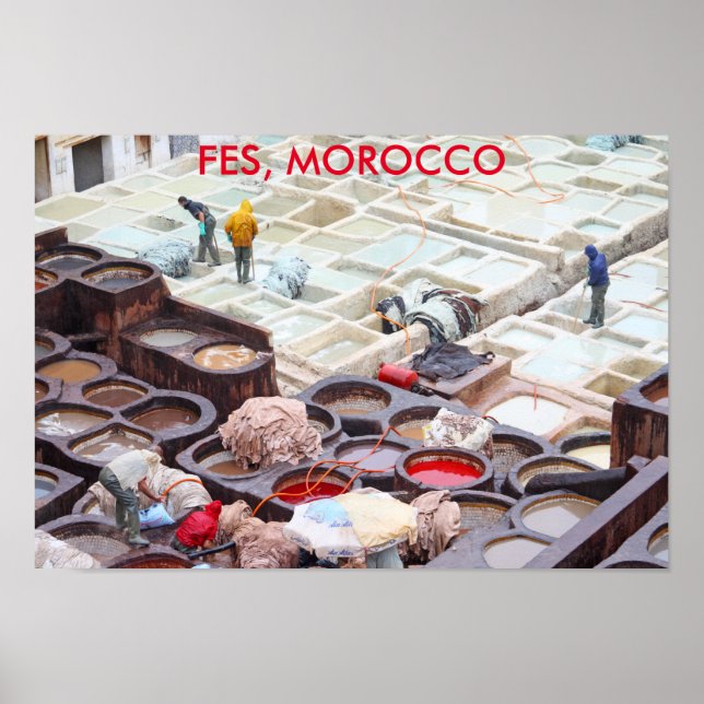 Affiche Tanneries Fès, Maroc (Devant)