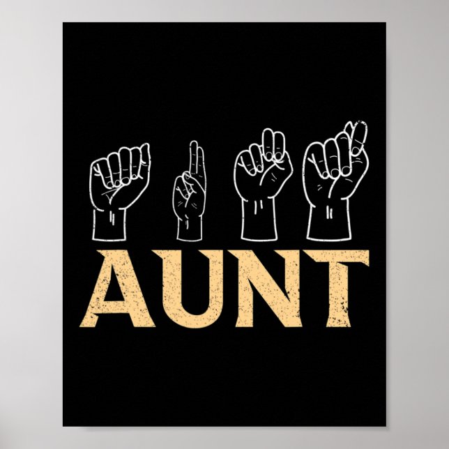 Affiche Tante ASL American Sign Language Interprète Sourd  (Devant)