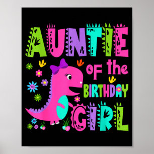 Affiche Tante de la fille d'anniversaire saurus rex dinosa