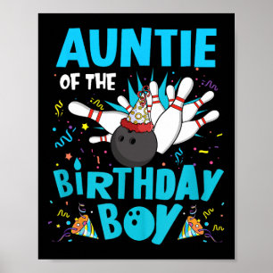 Affiche Tante De L'Anniversaire Boy Bowling Famille M
