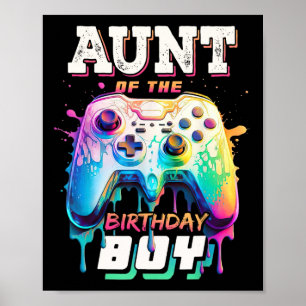 Affiche Tante du garçon d'anniversaire jeu vidéo de corres