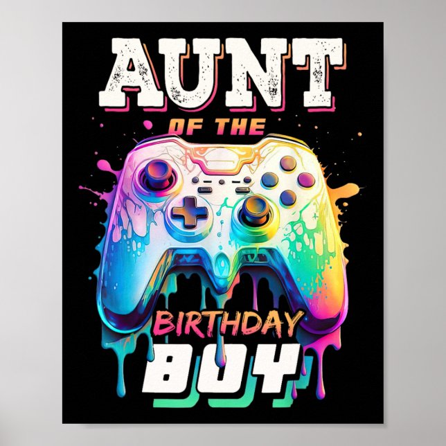 Affiche Tante du garçon d'anniversaire jeu vidéo de corres (Devant)