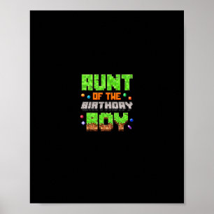 Affiche Tante du garçon d'anniversaire Pixel Gaming jeu vi
