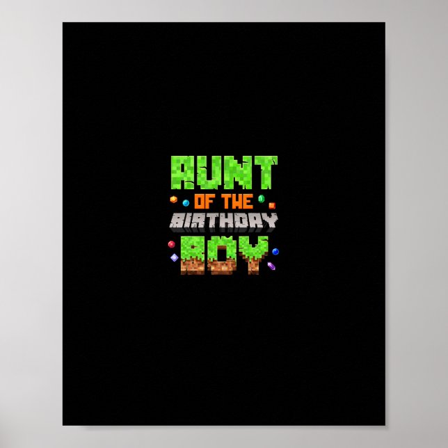 Affiche Tante du garçon d'anniversaire Pixel Gaming jeu vi (Devant)