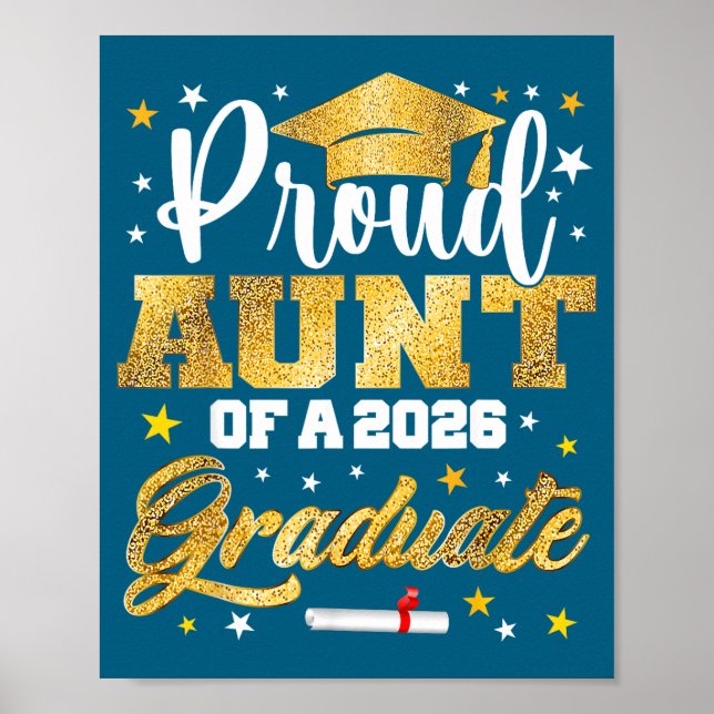 Affiche Tante fière diplômée 2026 Illustration géniale (Devant)
