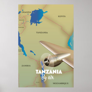 Affiche Tanzanie par avion