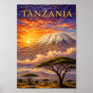 Affiche Tanzanie : Radiant Mont Kilimandjaro Art Souvenir