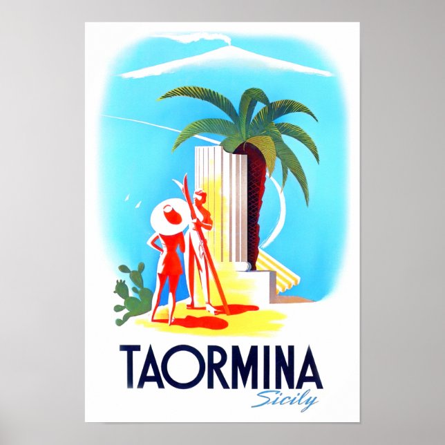 Affiche Taormina Sicile Italie voyage vintage (Devant)