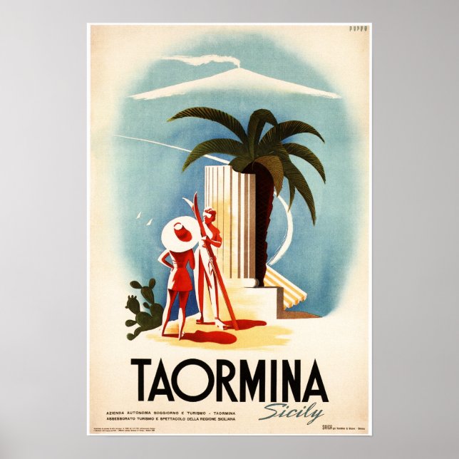Affiche TAORMINA SICILE Théâtre Antico Vieux Italie Voyage (Devant)