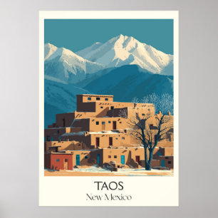 Affiche Taos Nouveau-Mexique Village Pueblo