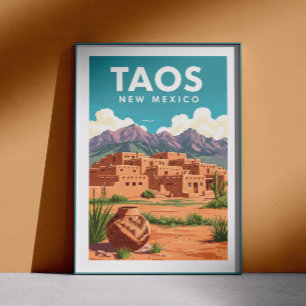 Affiche Taos vintage Nouveau-Mexique