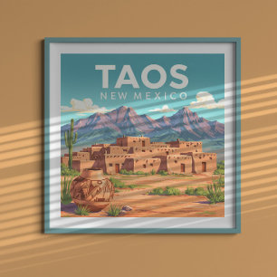 Affiche Taos vintage Nouveau-Mexique
