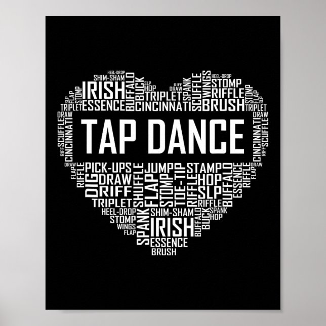 Affiche Tap Danse Coeur Amoureux Cadeau Tap Danseuse Cadea (Devant)